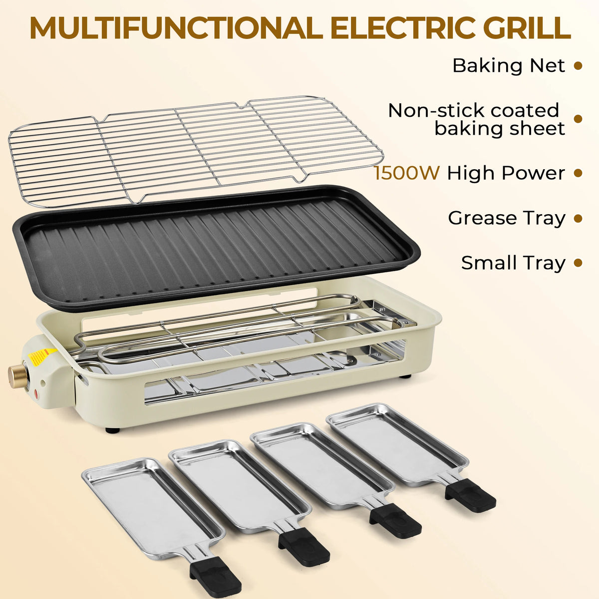 Electric Raclette Grill with 4 Pans