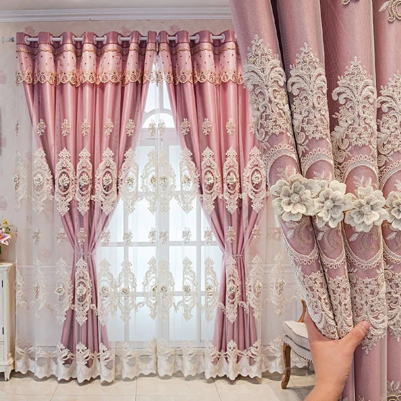 Embroidered Floral Blackout Curtains