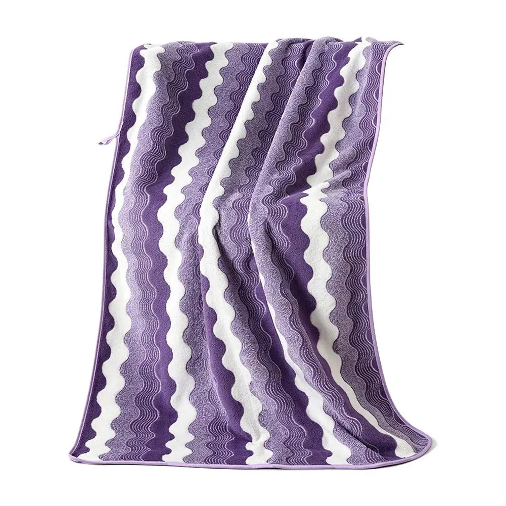 Oversized Striped Coral Fleece Bath Towel