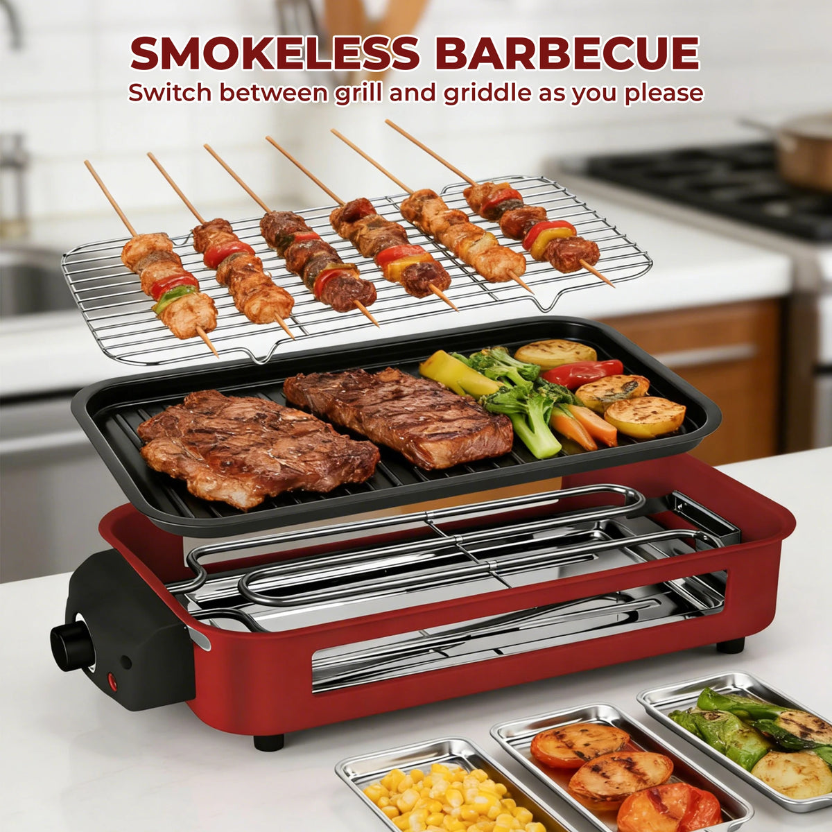 Electric Grill with Removable Griddle