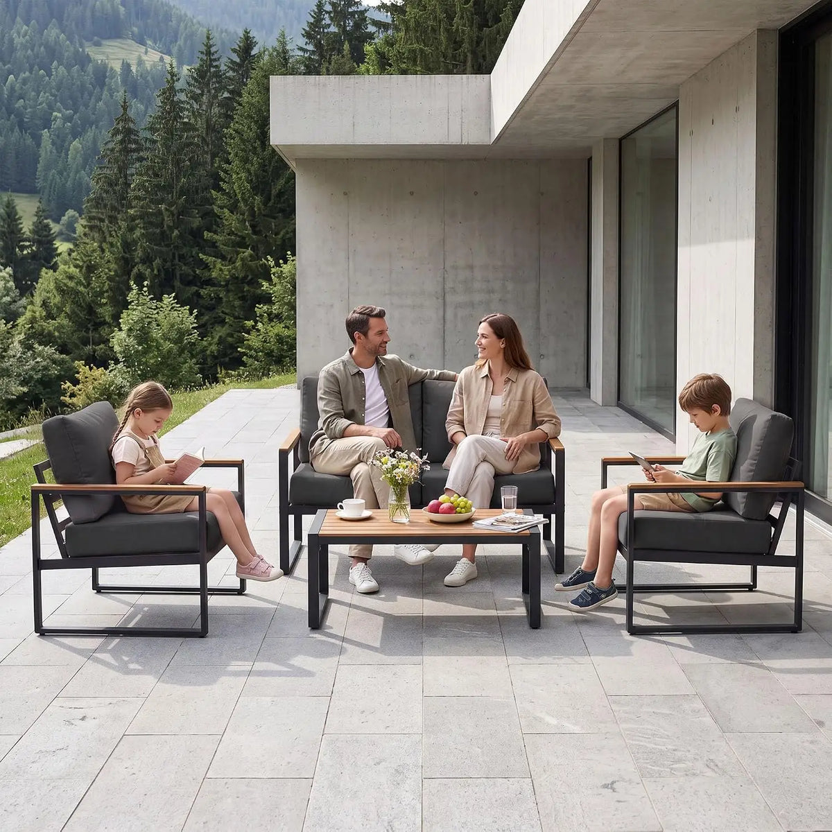 4-Piece Wicker Patio Conversation Set