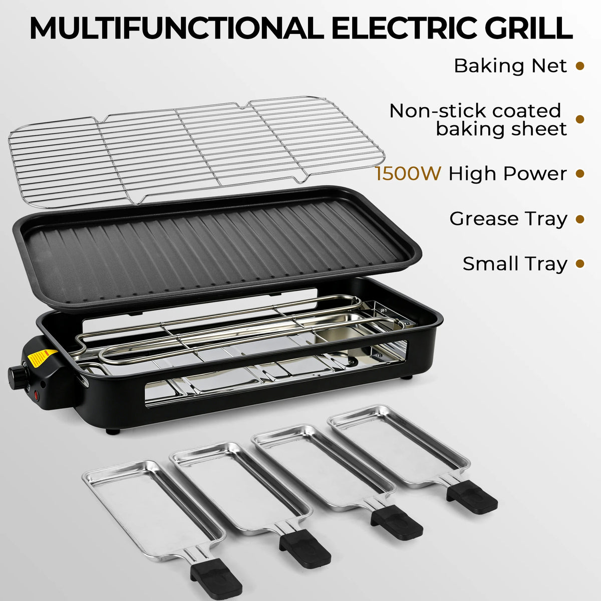 Electric Raclette Grill with 4 Pans