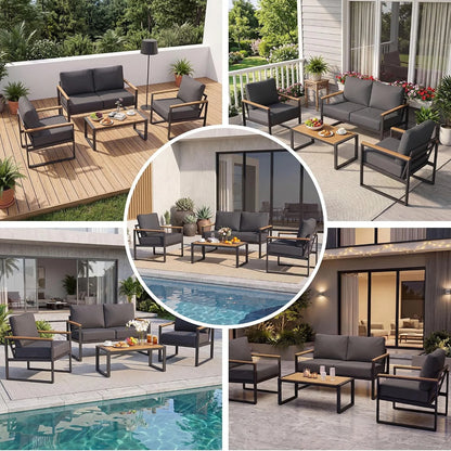4-Piece Wicker Patio Conversation Set