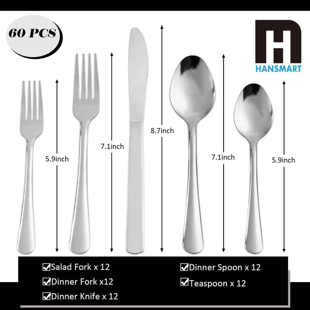60-Piece Stainless Steel Flatware Set