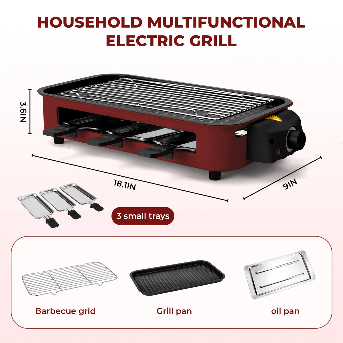 Electric Grill with Removable Griddle