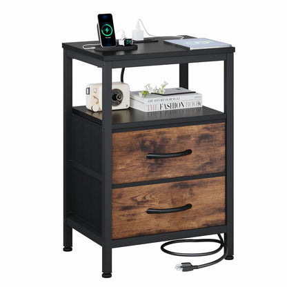 2-Drawer Nightstand con Charging Station