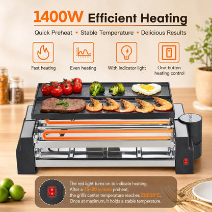 Rotating Raclette Grill with 8 Pans