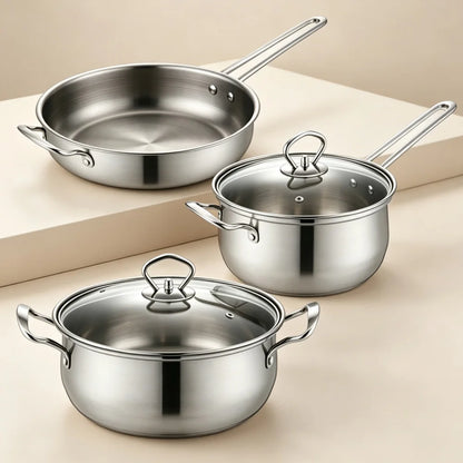 3-Piece Stainless Steel Cookware Set