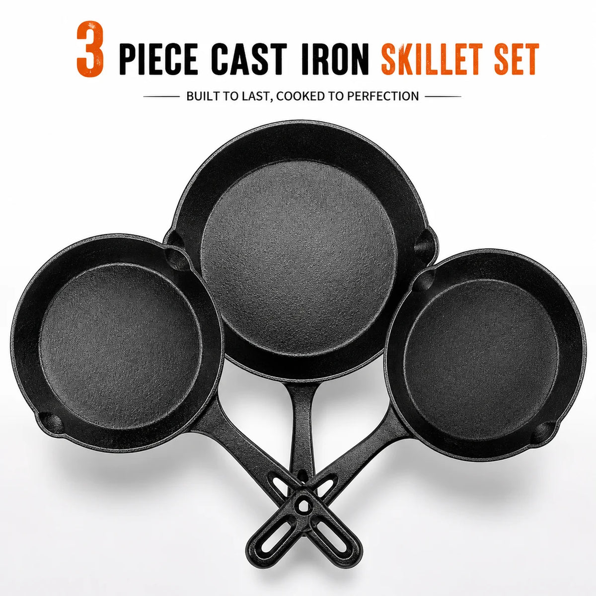 3-Piece Cast Iron Skillet Set
