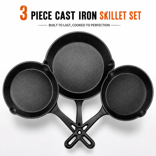 3-Piece Cast Iron Skillet Set