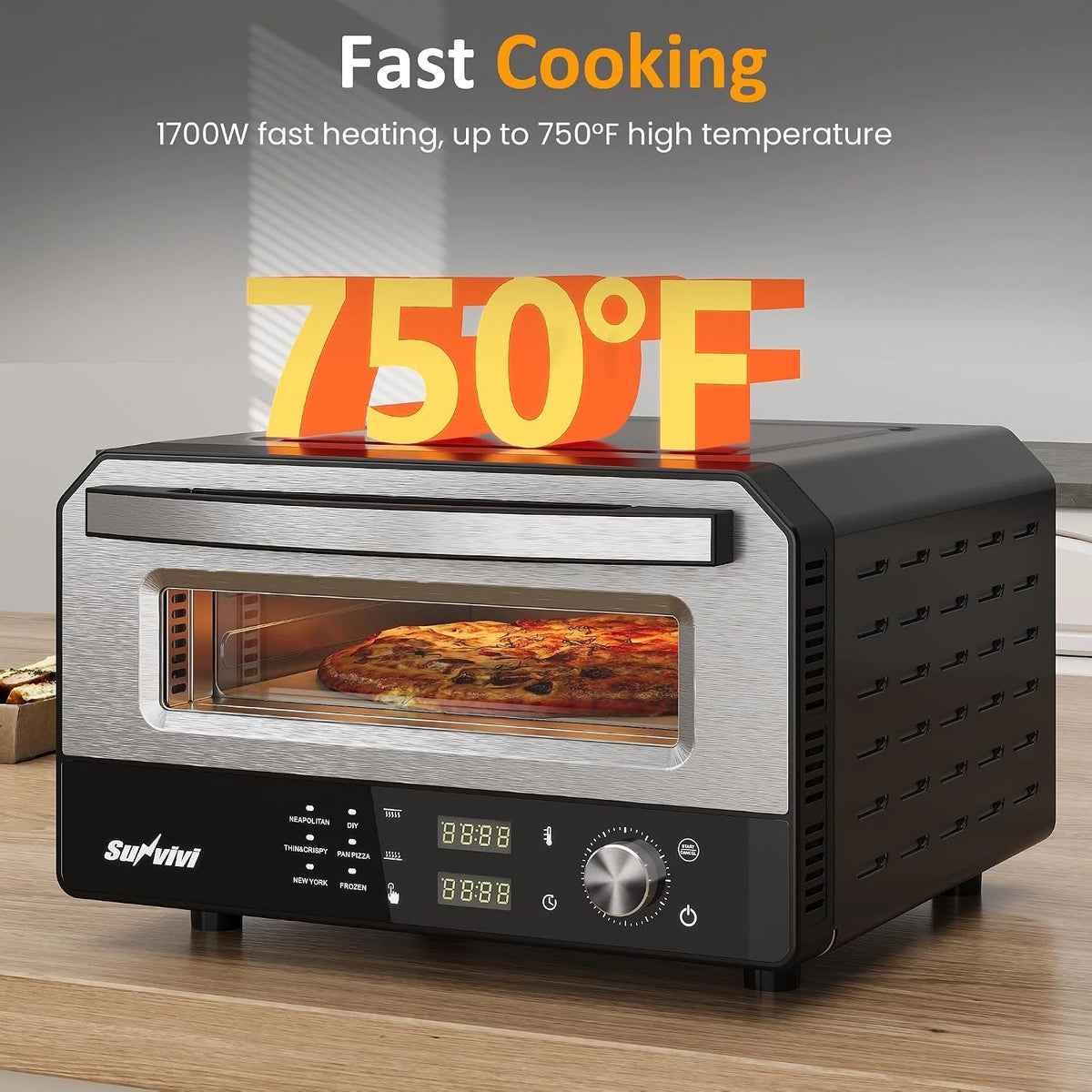 12-Inch Electric Pizza Oven with Stone and Peel