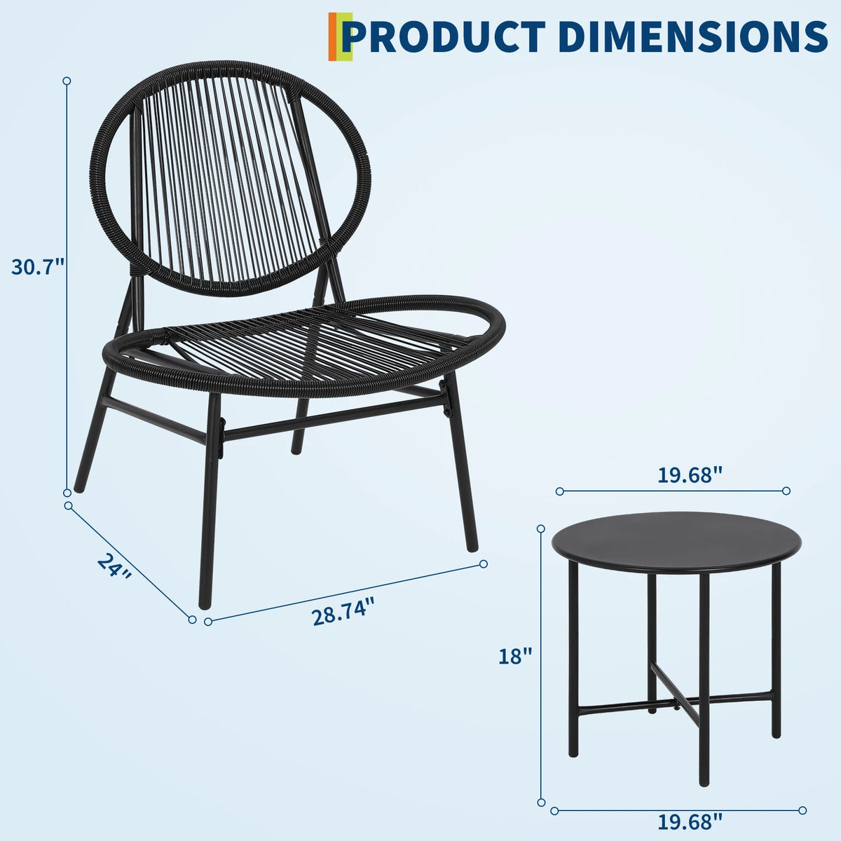 3-Piece Woven Patio Bistro Set