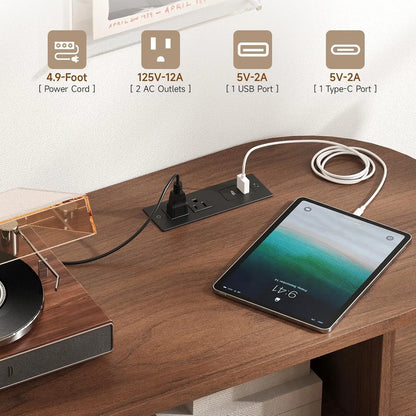 55-Inch Record Player Stand with Charging Station