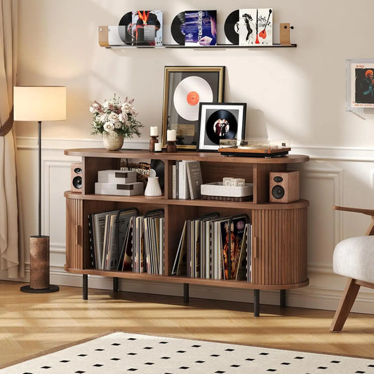 55-Inch Record Player Stand with Charging Station