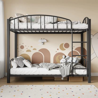 Cama de cama doble de metal con escalera