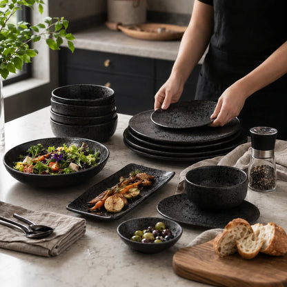 Black Speckled Stoneware Dinnerware