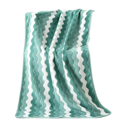 Oversized Striped Coral Fleece Bath Towel