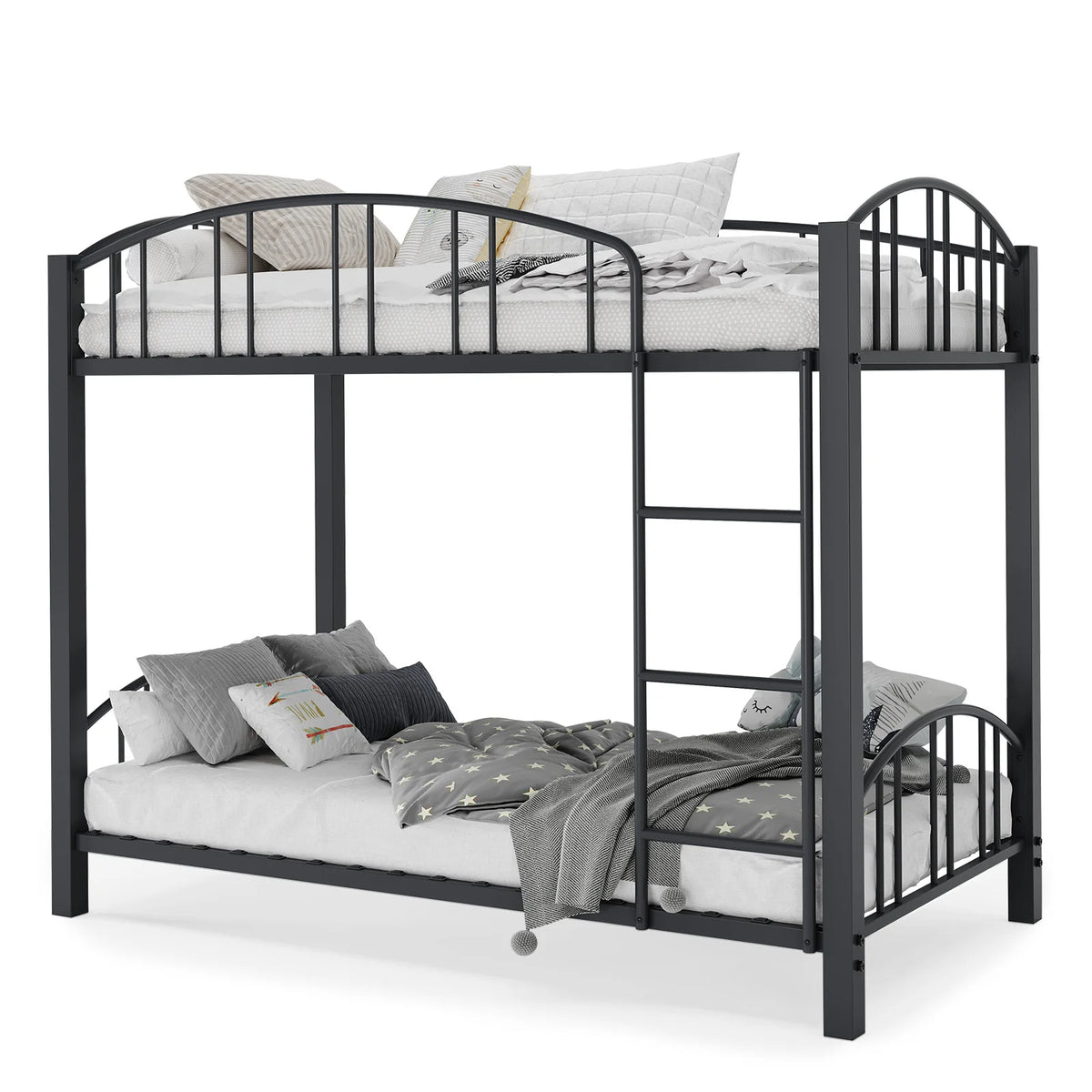 Cama de cama doble de metal con escalera