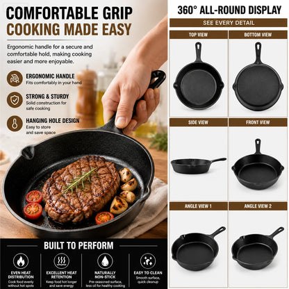 3-Piece Cast Iron Skillet Set
