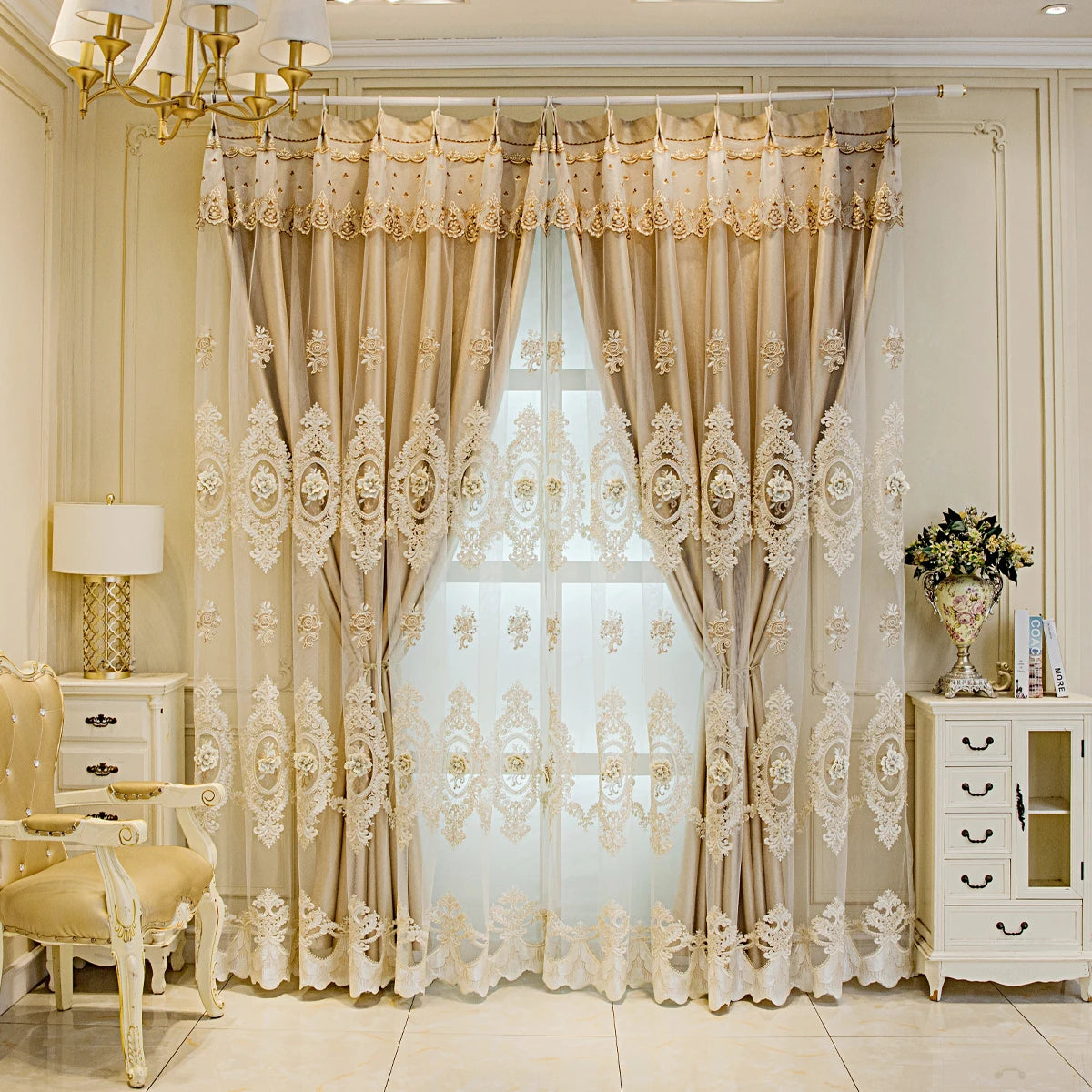 Embroidered Floral Blackout Curtains