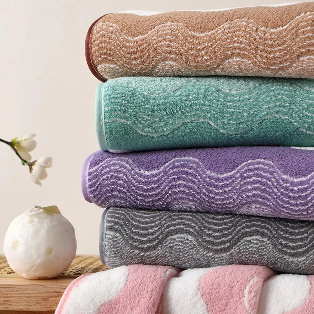 Oversized Striped Coral Fleece Bath Towel