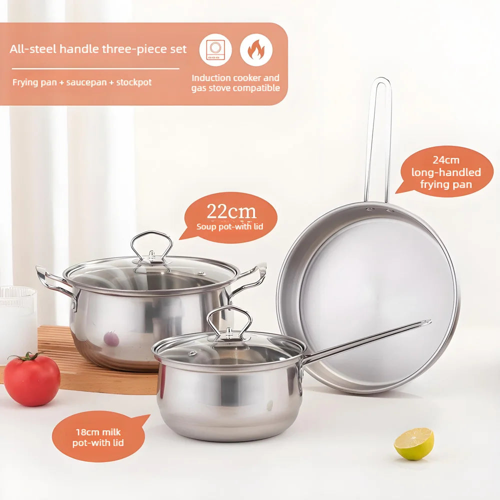 3-Piece Stainless Steel Cookware Set