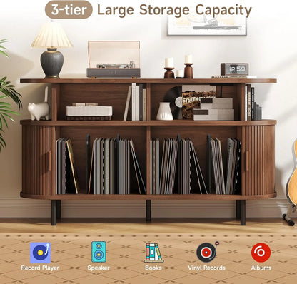 55-Inch Record Player Stand with Charging Station