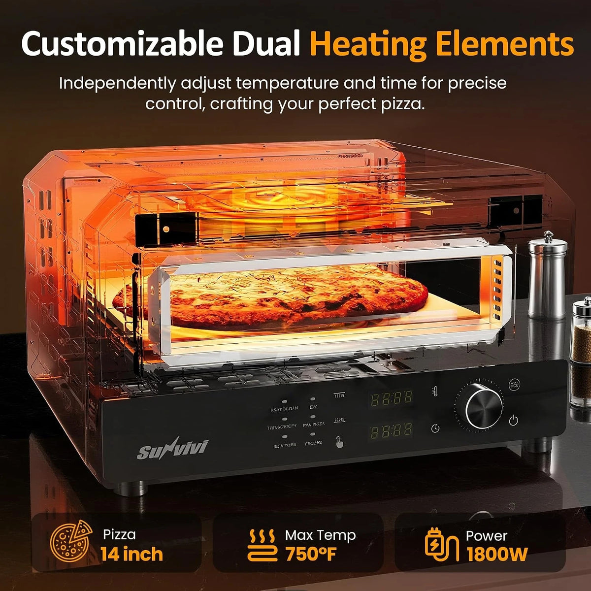 12-Inch Electric Pizza Oven with Stone and Peel