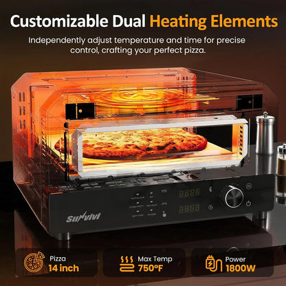 12-Inch Electric Pizza Oven with Stone and Peel