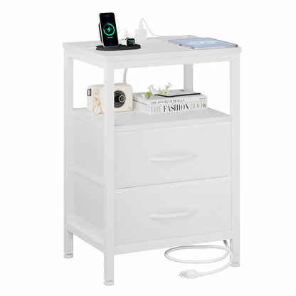 2-Drawer Nightstand con Charging Station