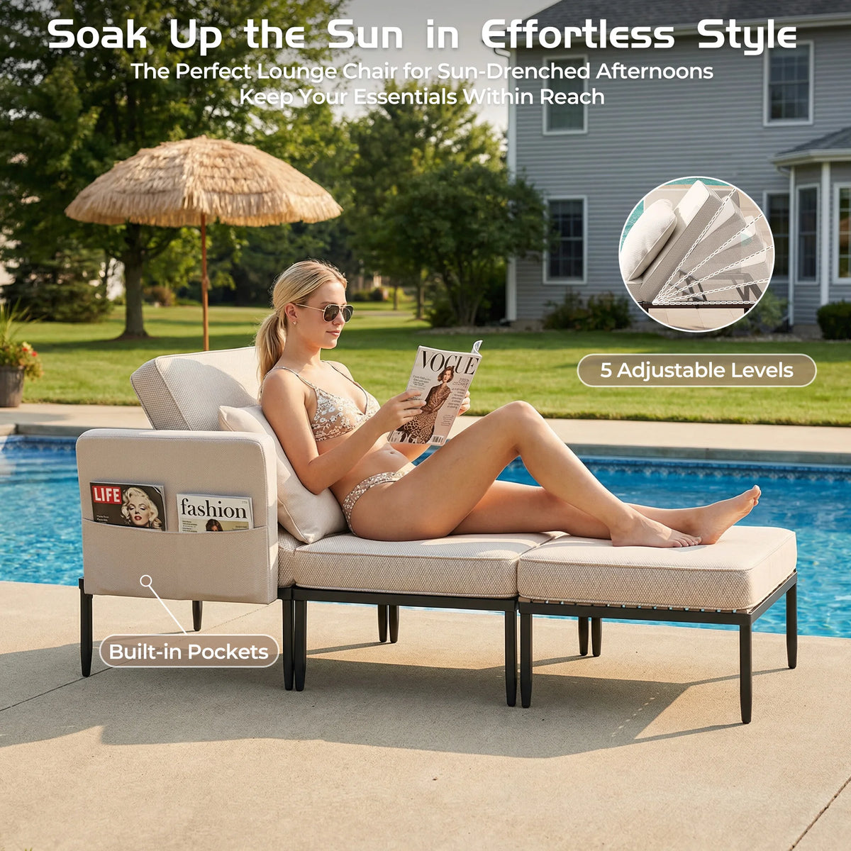 5-in-1 Patio Loveseat Set with Coffee Table