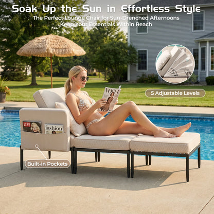 5-in-1 Patio Loveseat Set with Coffee Table