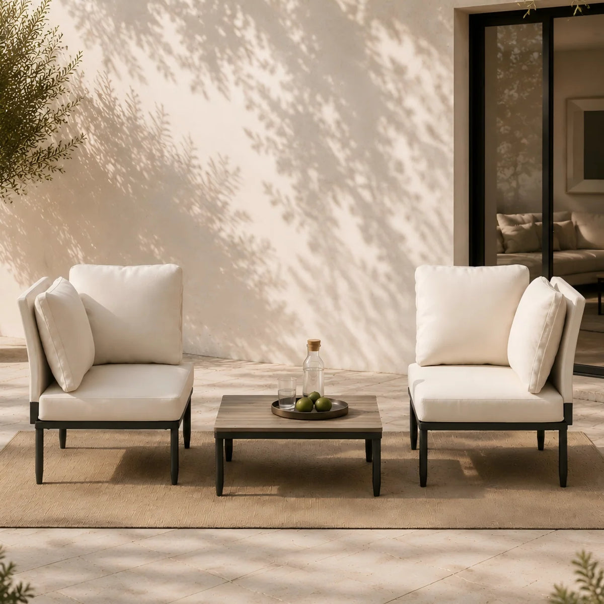 5-in-1 Patio Loveseat Set with Coffee Table