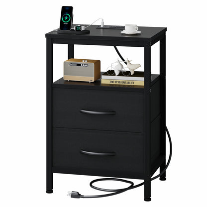 2-Drawer Nightstand con Charging Station
