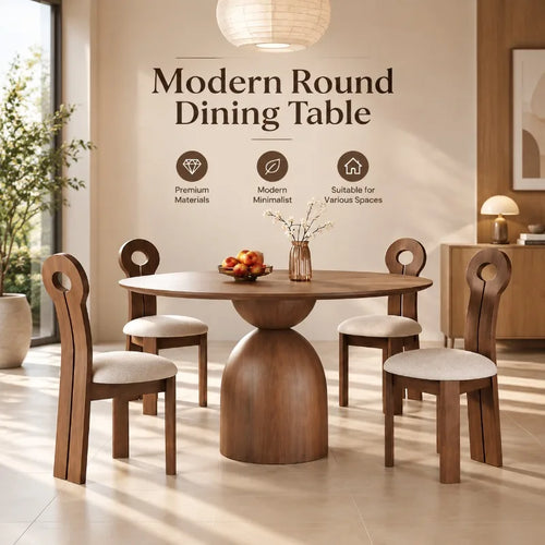 Solid Ash Wood Round Dining Table