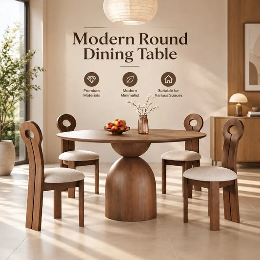 Solid Ash Wood Round Dining Table
