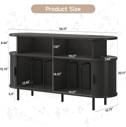 55-Inch Record Player Stand with Charging Station