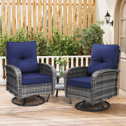 Swivel Wicker Chair and Side Table Set