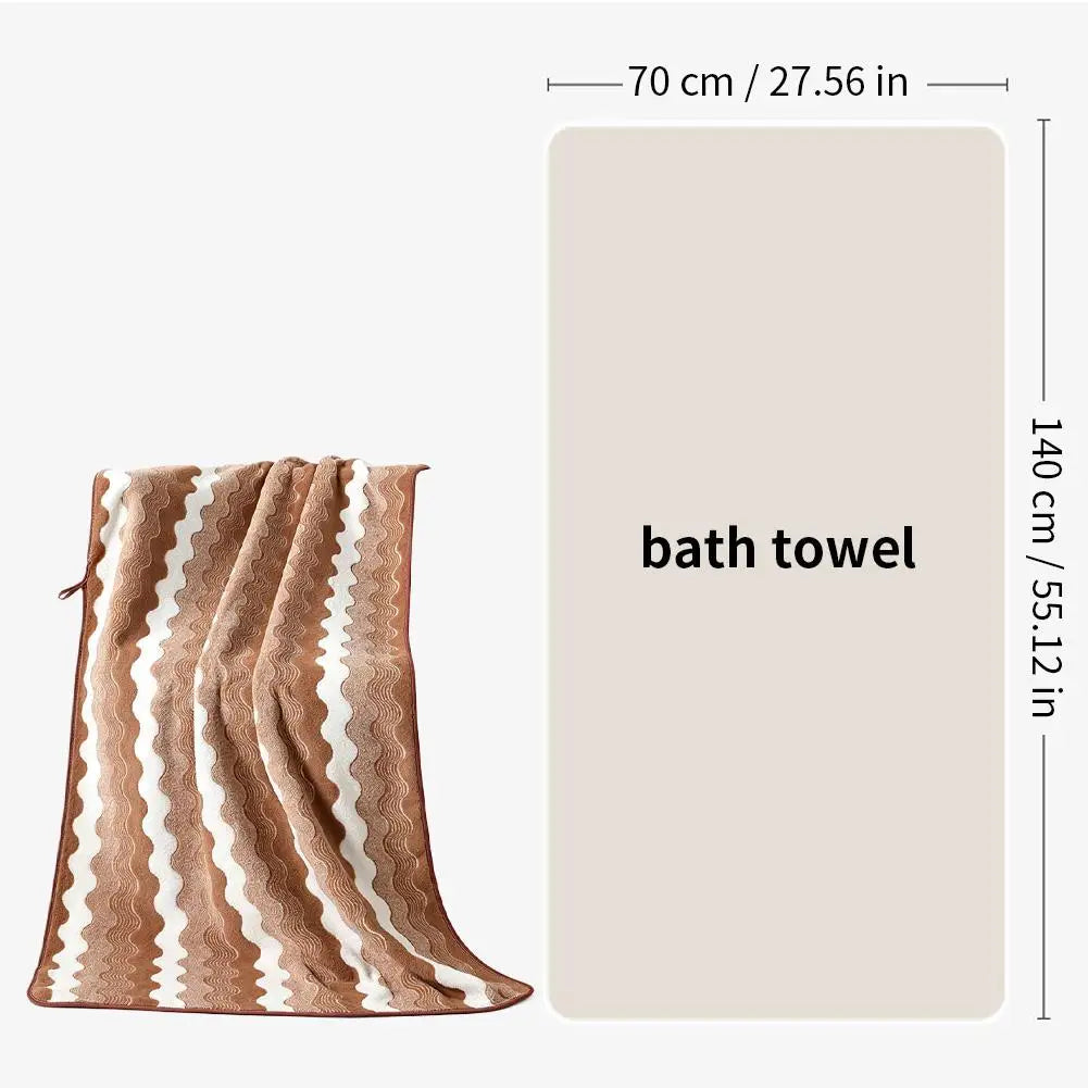 Oversized Striped Coral Fleece Bath Towel