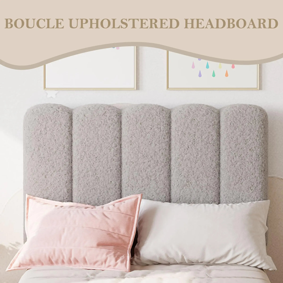 Twin XL Upholstered Bed Frame with Wave Headboard