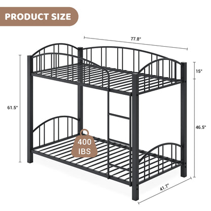 Cama de cama doble de metal con escalera