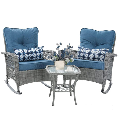 3-Piece Wicker Rocking Bistro Set