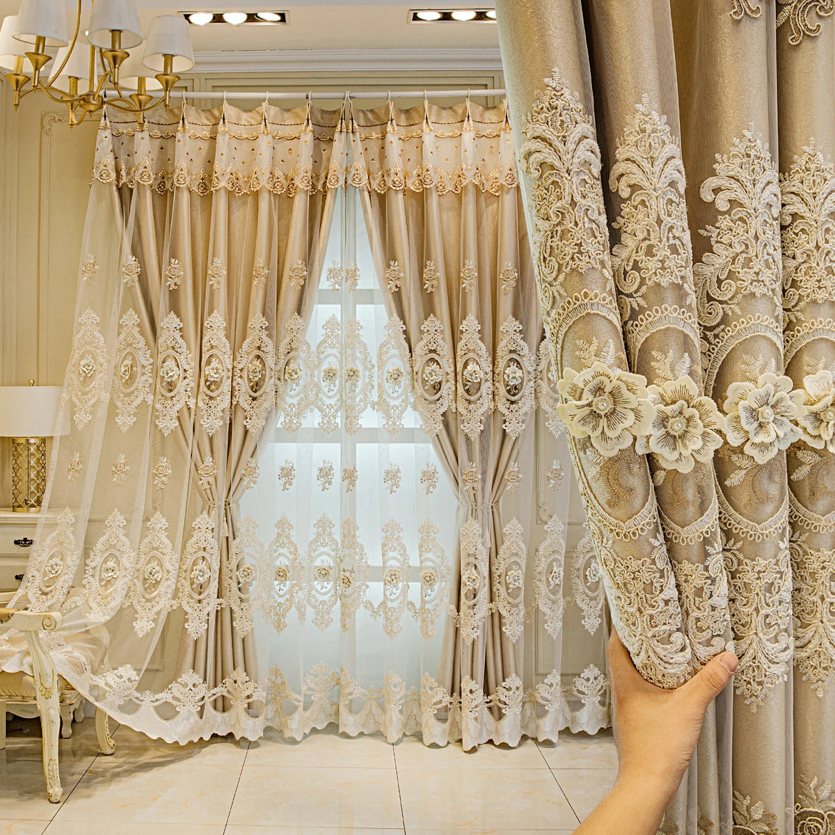 Embroidered Floral Blackout Curtains