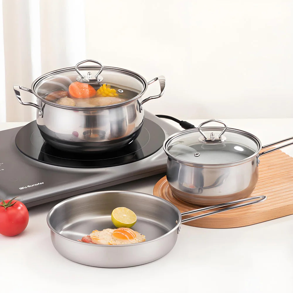 3-Piece Stainless Steel Cookware Set