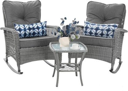 3-Piece Wicker Rocking Bistro Set