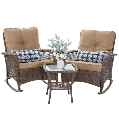 3-Piece Wicker Rocking Bistro Set