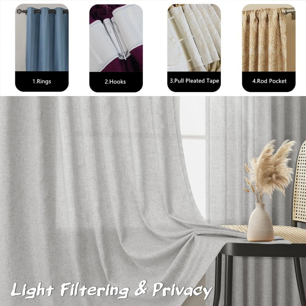 137.8-Inch Sheer Curtain
