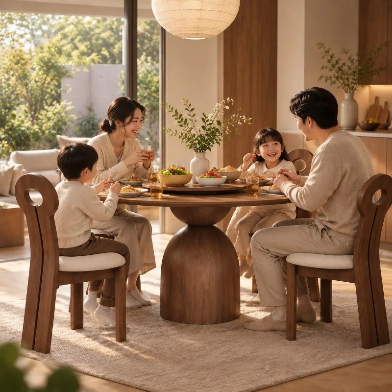 Solid Ash Wood Round Dining Table