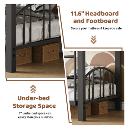 Cama de cama doble de metal con escalera