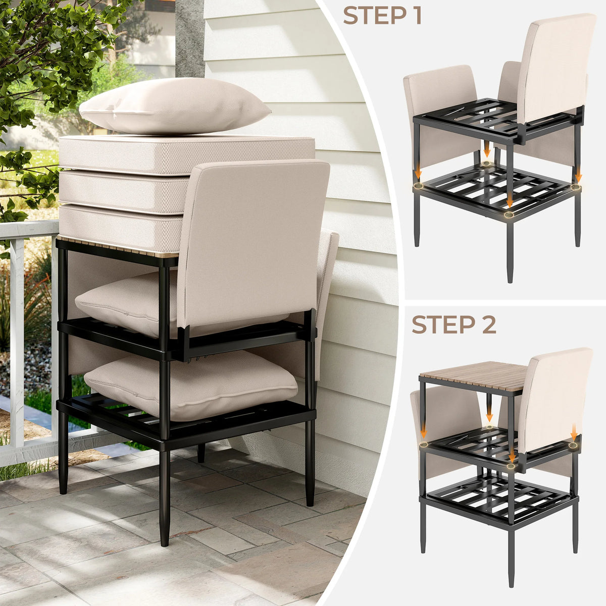 5-in-1 Patio Loveseat Set with Coffee Table